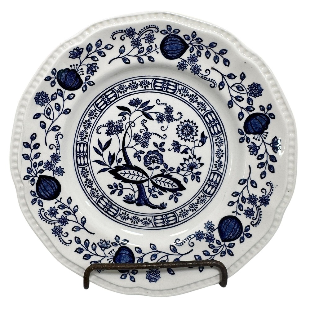 ONE Kensington Staffordshire Ironstone Blue Onion 6.75" Plates England